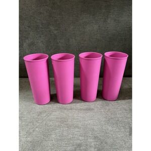 Tupperware Lot of 4 G Tumbler Cups - Magenta Pink 107‎ Vintage